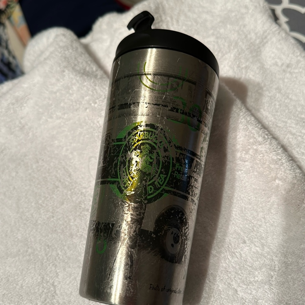2013 STARBUCKS “SEATTLE STORE 1971” metal hot/cold tumbler. 16 oz. GUC.